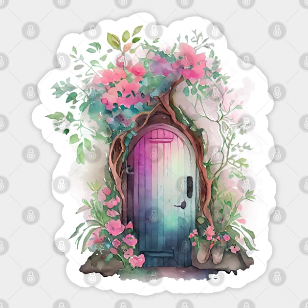 Fairy Door Watercolor 5 Come Through Sticker by Luxinda